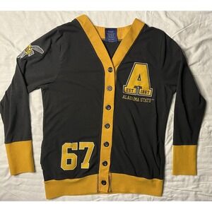 Big Boy Alabama State Hornets Headgear Cardigan Men's Med Yellow & Black Sweater